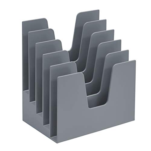 Acrimet 5 Section Incline File Sorter Organizer, Desktop Mail Holder Silver | Durable Plastic, Space-saving Design, Easy Document Access, Ideal for Office, Home and School Use - color: Silver