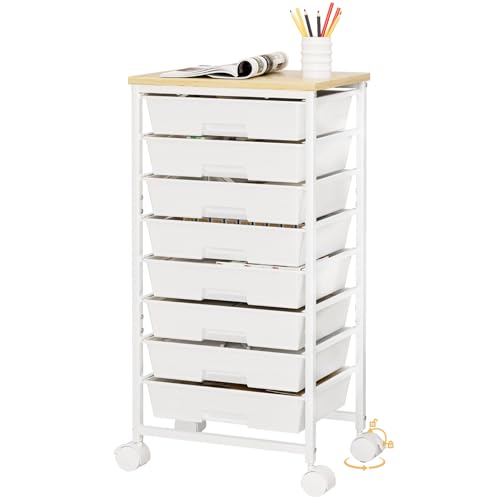 Homde Rolling Storage Drawer Cart: 8-Zone Organized Storage for Daily Use - color: White