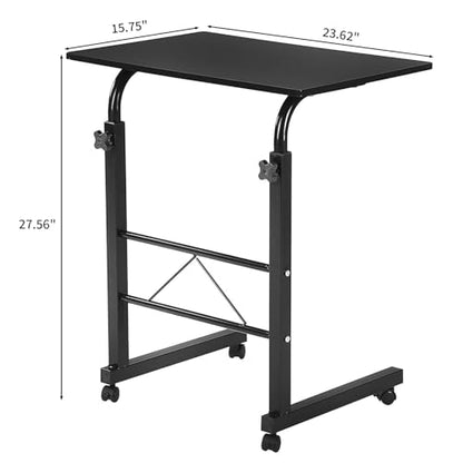 Karl home Side Table Mobile Standing Desk, 23.62" L x 15.75" W, Black - size: 23.6"
