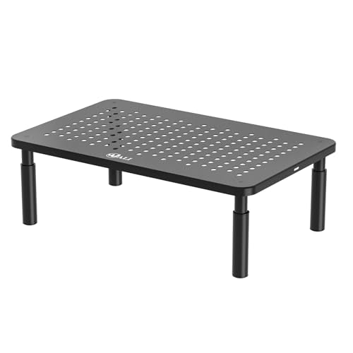 WALI Computer Monitor Stand for Desk, Adjustable Laptop Riser, up to 44 lbs - color: Metal Black, size: 14 in
