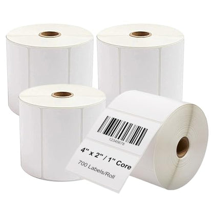 Desktop Thermal Transfer Labels, 4 x 2 in, 4 Rolls - size: 4"x2"