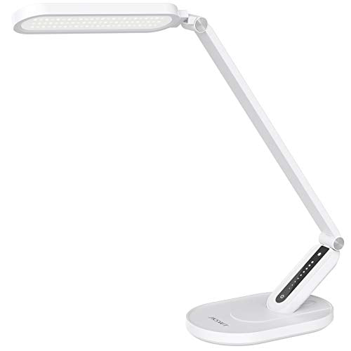 JKSWT Desk Lamp, for Eye Care, Dimmable Table Lamp with 5 Colour Modes, 72 LEDs with USB Charging Port, Touch Control and Memory Function, Office Lamp - color: White