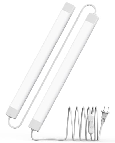 ASOKO LED Under Cabinet Lighting, Plug-in Integrated 2-Bar Under Counter Lights with On Off Switch, 1400LM Bright Linked ETL Light Bar 6000K Cool White for Kitchen Cabinets, Shelves, Workbench - color: Cool White, size: 16 Inch 2-Bar 1-Pack