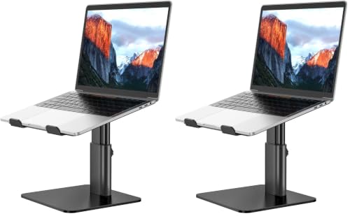 BESIGN LSX6N Laptop Stand, Ergonomic Adjustable Notebook Riser, Computer Holder, Laptop Mount Compatible with 10-15.6" Laptops, Black (Pack of 2) - color: Black, size: Standard for Sit Work(H5.60-8.6in) (Pack of 2)