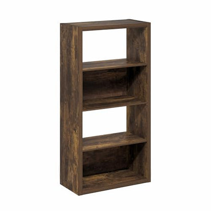 Furinno Viola Book Shelf, 4-Tier Bookshelf, Extra Thick Frame Bookcase with Open Shelf, Open Back Design, 11.3" x 23.2" x 45.4", for Living Room, Bedroom, Home Office, Amber Pine - color: Amber Pine, size: 4-Tier, Thick Frame