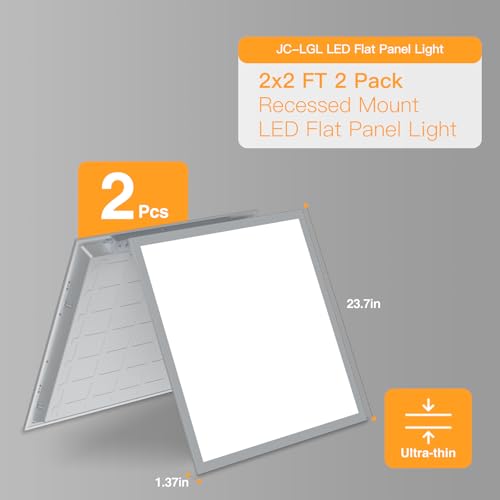 2x2 LED Flat Panel Light,Selectable 5CCT,0-10V Dimmable,5200LM,2Pack - size: 2x2FT-2pack