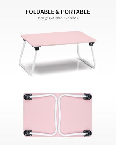 Ruxury Foldable Lap Desk Laptop Stand Bed Desk Table Tray, Breakfast Serving Tray, Portable & Lightweight Mini Table, Lap Tablet Desk for Sofa Couch Floor - Pink - color: Pink