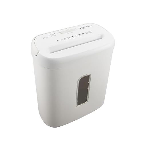 Amazon Basics 8-Sheet Cross Cut Paper and Credit Card Shredder for Security, Heavy Duty, White - color: White, size: 8 Sheet