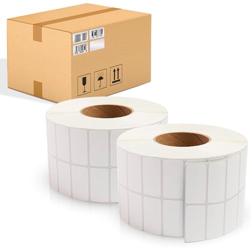 ABC PACK & SUPPLY Thermal Transfer Labels 2 x 1 Inch, White Matte Shipping Labels, 3" Core, Perforated, 10800 Labels per Roll, 4 Rolls, Permanent Adhesive, Industrial Printer Compatible - style: 2" x 1" / 43200 Pack / 2-UP