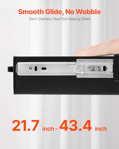 VEVOR Under Desk Drawer Slide Out, 22 inch Under Desk Mounted Pull-out Drawer Attachment, Hidden Under Counter Drawers for office Home Sit Stand Workstation, Black - size: 22inch