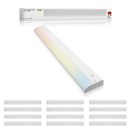 ASD 12 Pack LED Under Cabinet Lighting, 32 inch 16W 1057 LM, Dimmable Hardwired Under Cabinet Lights for Kitchen, 3000K/4000K/5000K, Under Counter Light Fixtures, ETL, White, Bullnose Design - color: 32 Inch White, size: 12 Pack