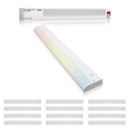 ASD 12 Pack LED Under Cabinet Lighting, 32 inch 16W 1057 LM, Dimmable Hardwired Under Cabinet Lights for Kitchen, 3000K/4000K/5000K, Under Counter Light Fixtures, ETL, White, Bullnose Design - color: 32 Inch White, size: 12 Pack