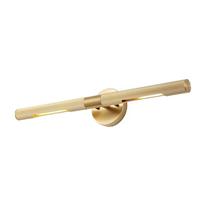 Brushed Brass Picture Light 24 inches Modern Gold Wall Sconce with Knurled Texture Cylinder Metal Shades Rotatable 360°Indoor Wall Lighting Fixture Bathroom Vanity Light Bedroom Living Room - color: 24 inches Gold-Knurled Texture Shades