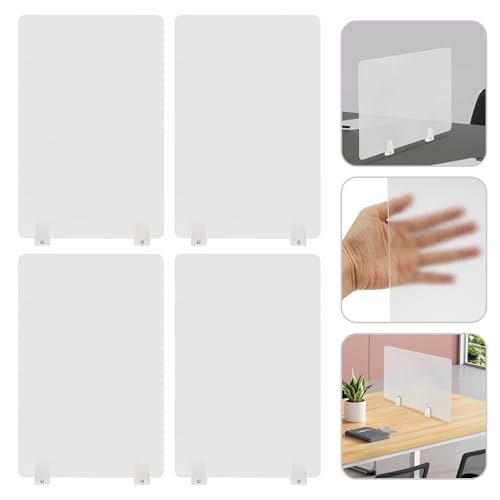 4PCS Desk Dividers Office Partitions, Privacy Desk Panel Protective, Acrylic Plexiglass Shield with Clamps for Offices Schools Call Centers - 23.6”L X15.8”W - color: Frosted
