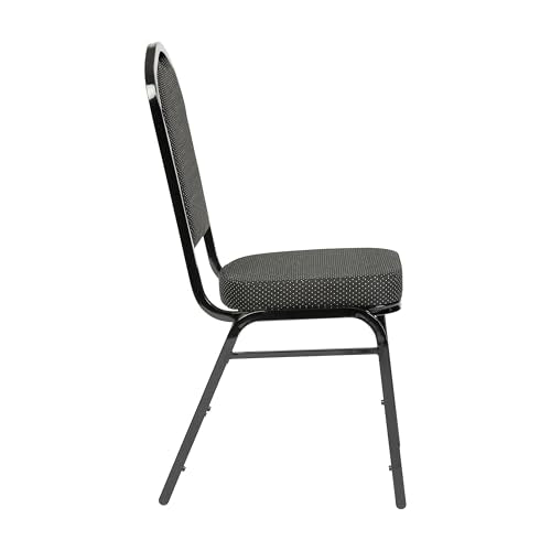 Flash Furniture Hercules Crown Back Stackable Banquet Chair, Black, 4-Pack | Black Frame, Fabric Upholstery - color: Black Dot Patterned Fabric/Black Frame, size: Set of 4