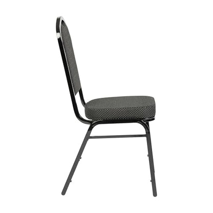 Flash Furniture Hercules Crown Back Stackable Banquet Chair, Black, 4-Pack | Black Frame, Fabric Upholstery - color: Black Dot Patterned Fabric/Black Frame, size: Set of 4