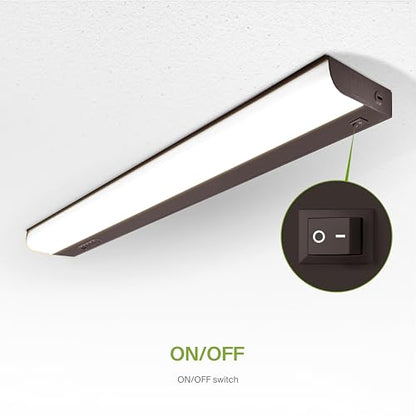 ASD LED Under Cabinet Lighting Hardwired, 24 Inch 12W 2700K-5000K Selectable, 1051LM, CRI90+, Direct Wire Linkable Under Counter Lights for Kitchen, Dimmable Under Cabinet Lights, Bronze, UL, 12 Pack - color: 24 Inch Bronze, size: 12 Pack