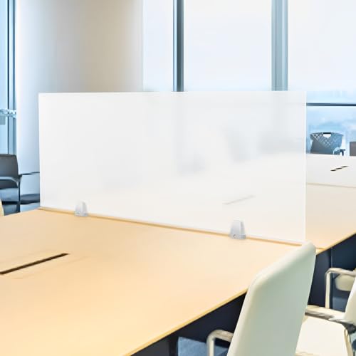 Desk Divider 47" x 18" Desk Privacy Panel, Acrylic Clear Office Partitions Frosted Panel, 3-Fold Privacy Screens, Waterproof Easy Clean Privacy Shields for Office Classroom Student - size: 47" x 18" x 2"