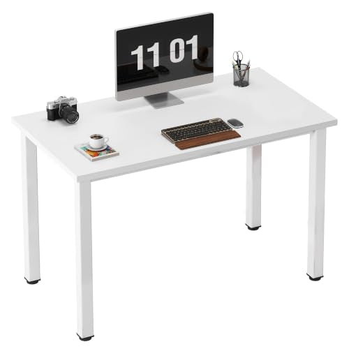 Need Small Computer Desk, 39.4 Inch Sturdy Writing Table, Compact, White | Metal Frame, Teens Study Table, Home Office Desk, Adjustable Feet, Water-Resistant, Dorms & Bedrooms, Easy Assembly - color: White, size: 39.4 inches