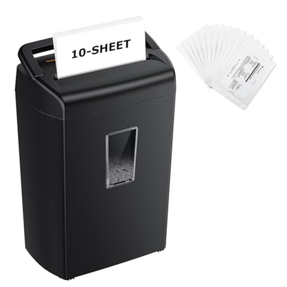 Bonsaii 10-Sheet Cross Cut Paper Shredder & 12 Pack Lubricant Sheets