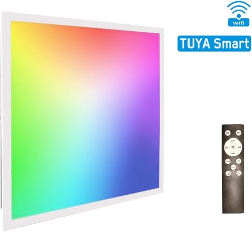 4 Pack 2x2 FT LED RGBW 5000K Multicolor Flat Panel, Light Remote & App Controlled 40W 4400lm Color Changing LED Panel Light Smart Wi-Fi Drop Ceiling Light with Alexa/Google Assistant - size: 2x2 Feet