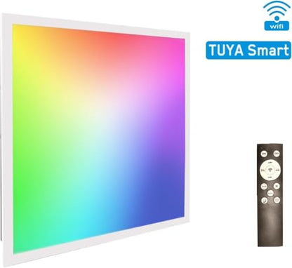 4 Pack 2x2 FT LED RGBW 5000K Multicolor Flat Panel, Light Remote & App Controlled 40W 4400lm Color Changing LED Panel Light Smart Wi-Fi Drop Ceiling Light with Alexa/Google Assistant - size: 2x2 Feet