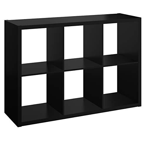ClosetMaid 6 Cube Storage Shelf Organizer Bookshelf with Open Back, Vertical or Horizontal, Easy Assembly, Wood, Black Finish - color: Black, size: 6-Cube