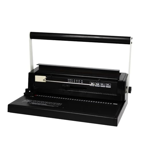 Binding Machine, 34 Hole Manual Wire Coil Puncher, Adjustable Margin Document Binder for A4 Paper Office School File Book Binding