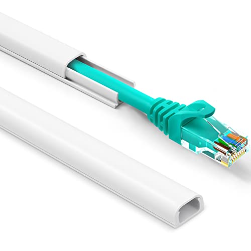One Cord Cover Wall 153in(9X L17in), Mini Wire Hider, Self-Adhesive Wire Cover for Hiding Speaker Wire, Baby Monitor Cord - Paintable Wire Channel for Cable Concealer, W0.5in H0.3in, CMR05 White - color: White, size: W0.5in X H0.3in X L153in