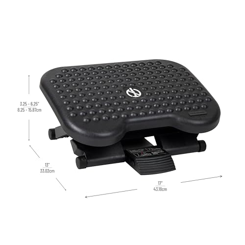 Mind Reader Foot Rest, Under Desk at Work, Ergonomic, Height Adjustable, Office, Plastic, 17" L x 13" W x 6.25" H, Black (Pack of 5) - size: Single (Pack of 5)