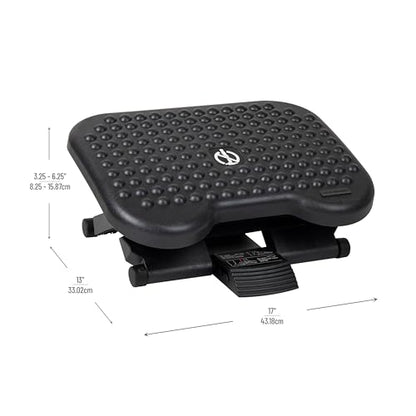 Mind Reader Foot Rest, Under Desk at Work, Ergonomic, Height Adjustable, Office, Plastic, 17" L x 13" W x 6.25" H, Black (Pack of 5) - size: Single (Pack of 5)
