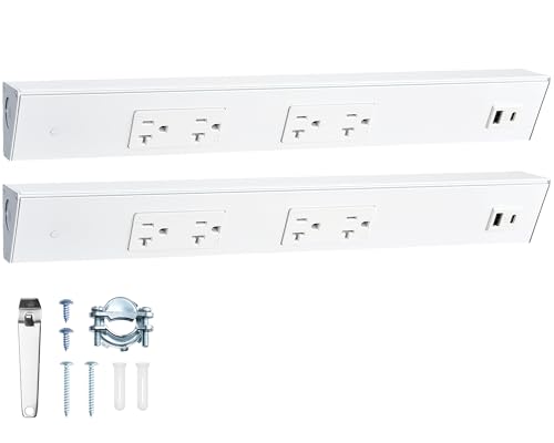 2-Pack Under Cabinet Hardwired Power Strip, 16 inch, Pre-Wired | Angled Trapezoid Design, 2×20A TR Outlets with USB-A & USB-C, Expandable Modular System, Easy Installation, ETL Listed - color: White, size: 2 Pack