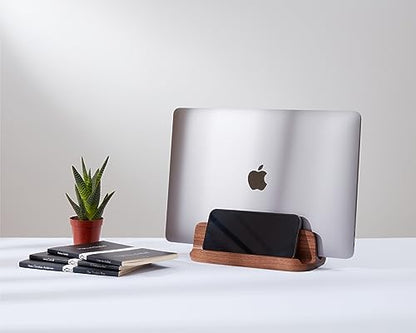 THEHRDWOOD Laptop Stand Vertical Laptop Holder for Desk - All MacBook Vertical Stand up to 0.7'' Thick - Laptop Vertical Stand Handmade of Natural Wood - MacBook Holder (Dragon Mono Walnut) - color: Dragon Mono Walnut