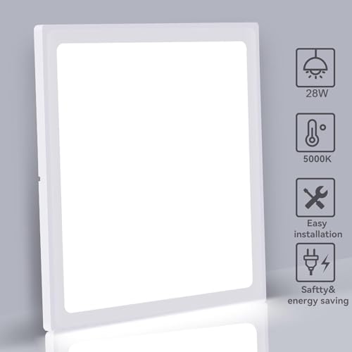 12Pack 12inch Square White 3200LM LED Flush Mount Ceiling Light,28W White 6000K Slim Surface Mount Ceiling Light Fixture for Kitchen Bedroom Living Room - size: 12Pack-28W-12Inch-Square-White