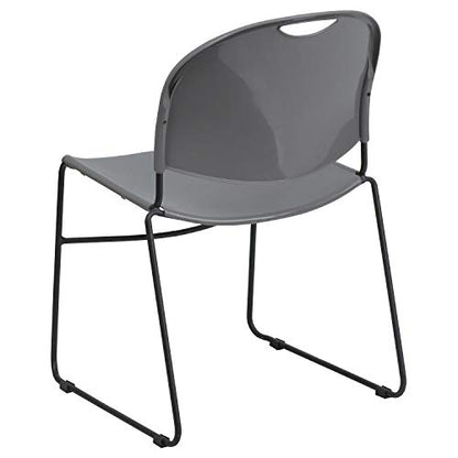 Flash Furniture HERCULES Series 880 lb. Capacity Gray Ultra-Compact Stack Chair with Black Powder Coated Frame | Powder Coated, 880 LBS. Weight Capacity - color: Gray Plastic/Black Frame, size: Set of 1