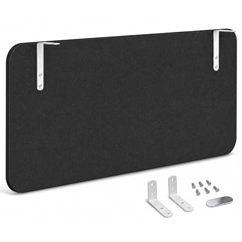 JSWHYBD Under Desk Privacy Panel with Metal Brackets, Felt Modesty Divider for Office Table, Workspace Partition Screen for Home, Classroom, Library Black 60 * 40cm/24 * 16in - color: Black, size: 60*40cm/24*16in