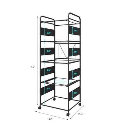 PUNCIA 4-Tier Metal File Cart with Wheels Pull-Out Rolling Folder Organizer - size: 4 Tiers