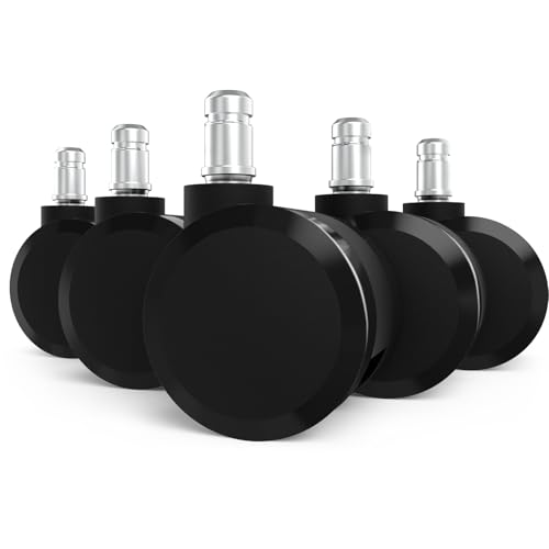Office Chair Caster Wheels Replacement, 2.36"(60mm) Casters Replacement for Herman Miller Aeron Chair, Universal Size 11x22mm for Carpet and Hardwood Floors(Set of 5) - size: 11mm Stem No Brakes(for Aeron)