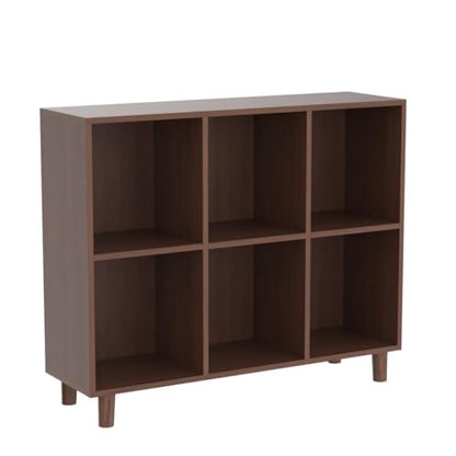 IOTXY Open Cubes Low Bookcase - 2-Tier 6-Cube Short Bookshelf in Walnut - color: Walnut, size: 2-Tier 6-Cubes