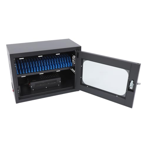 20-Device Cell Phone Charging Cabinet, Lockable Steel Charging Station - color: Black, size: 20-Device