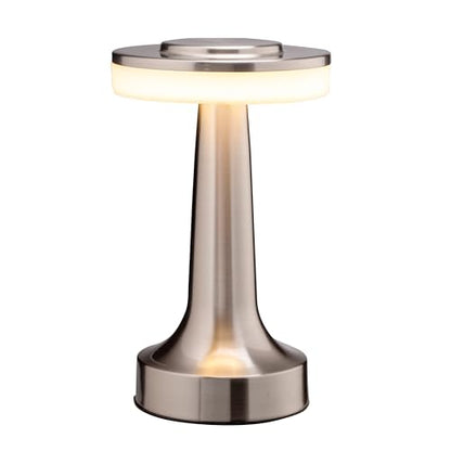O'Bright Dome Cordless Rechargeable LED Mushroom Table Lamp, Silver - color: Silver