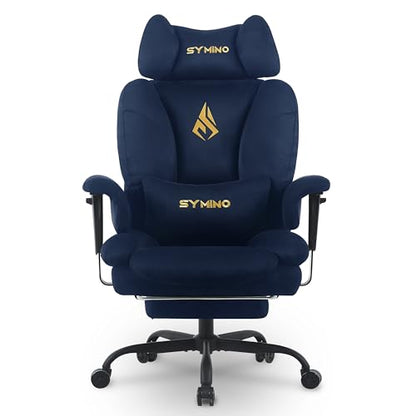 Symino Ergonomic Gaming Chair with Footrest & 155° Recline - color: Darkblue-horn