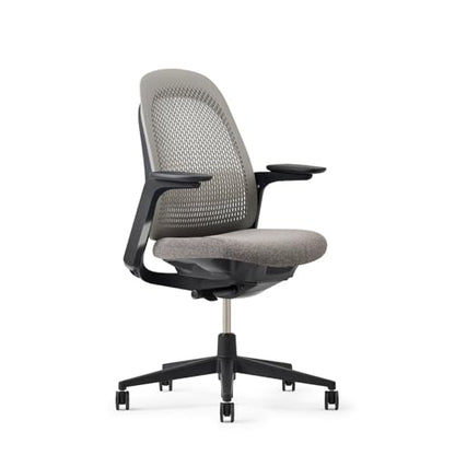 Haworth Breck Ergonomic Office Chair, Home Office Desk Chair, Stone | Computer Desk Chair with Height-Adjustable Lumbar Support, Black Trim, and 4D-Arms - color: Stone, style: Black Trim