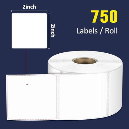 L LIKED 2" x 2" Direct Square Thermal Labels, Perforated QR Code and Barcode Labels & Compatible with Rollo, Zebra and Other Desktop Printers (10 Roll, 7500 Labels) - size: 2"x2"-10 Rolls