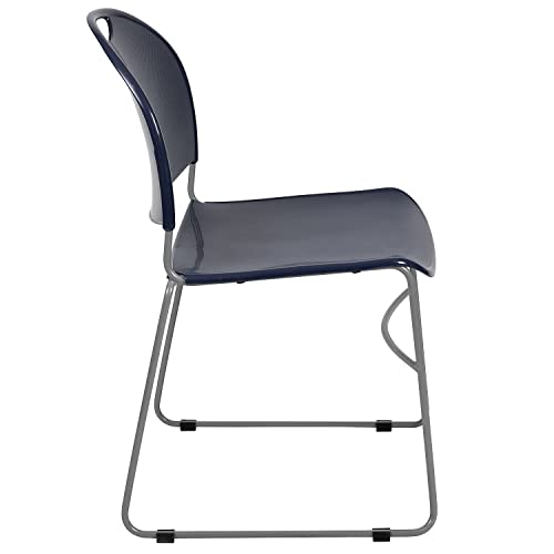 Flash Furniture Hercules Stack Chair, Navy, 5-Pack | Powder Coated, 880 LBS. Weight Capacity - color: Navy Plastic/Silver Frame, size: Set of 5