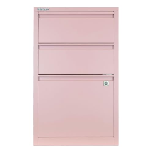 Bisley 3-Drawer Flush Front Vertical File Cabinet - Palest Pink - color: Palest Pink, size: 3 Drawer