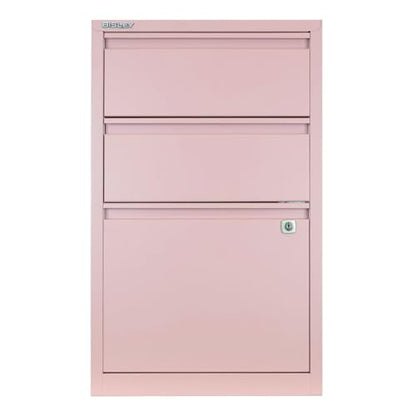 Bisley 3-Drawer Flush Front Vertical File Cabinet - Palest Pink - color: Palest Pink, size: 3 Drawer