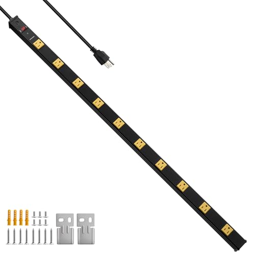 SURAIELEC 10 Outlet Industrial Power Strip, 1000J Surge Protector, 2 Pack - size: 10 OUTLET