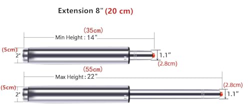 Antlu 14" to 22" (8" Stroke) Adjustable Gas Lift Cylinder for Office Chair Stool Replacement, Tall Hydraulic Pneumatic Cylinder Shock Piston for More Scenes, Universal Size Heavy Duty (400 lbs)