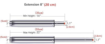 Antlu 14" to 22" (8" Stroke) Adjustable Gas Lift Cylinder for Office Chair Stool Replacement, Tall Hydraulic Pneumatic Cylinder Shock Piston for More Scenes, Universal Size Heavy Duty (400 lbs)
